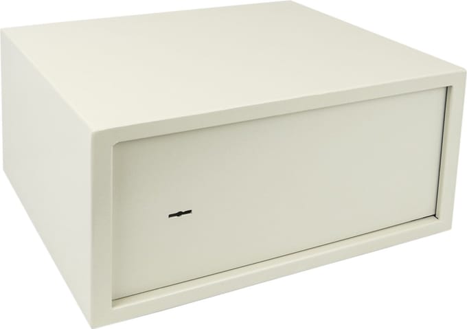 PrimeMatik - Stalen kluis met sleutels 44 x 38 x 23 cm beige