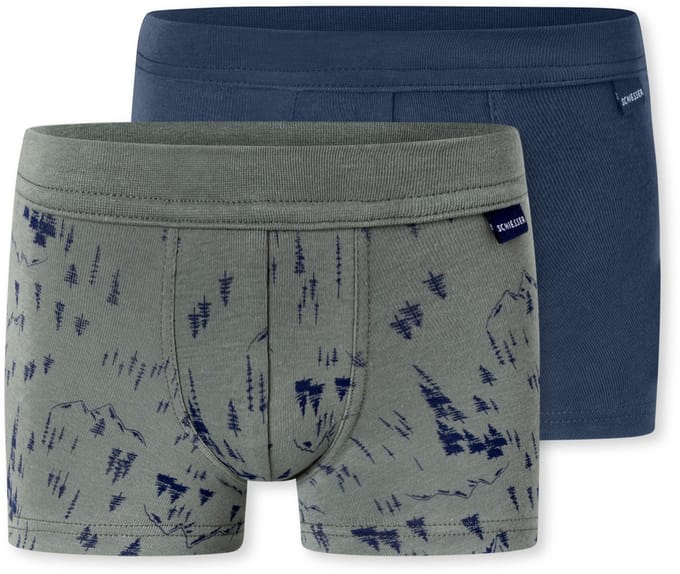 Shorts, set van 2, donkerblauw/groen - Fine Rib 92