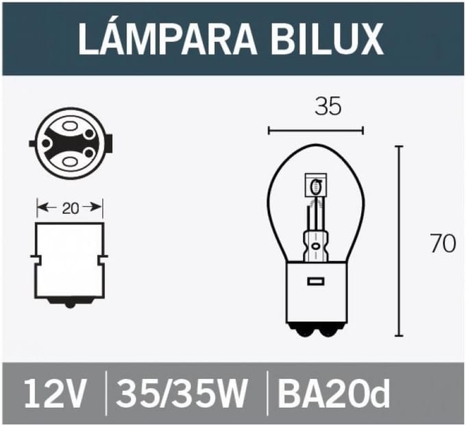 vicma autolamp 12v 35/35w ba20d / per stuk nieuw