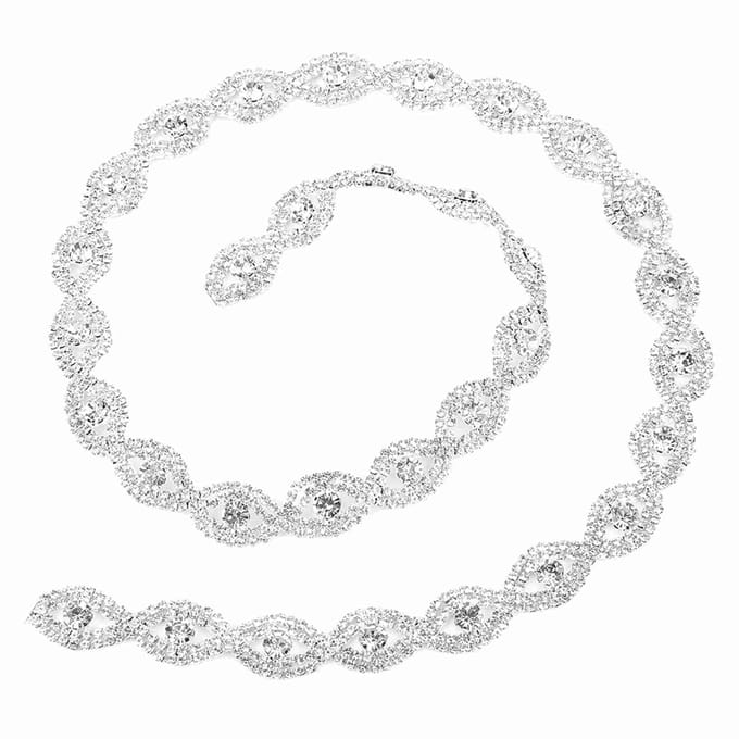 1 yard Ruban Strass Étincelant Chaîne Griffe Décoration DIY Largeur 1,5 cm (Strass blanc) white
