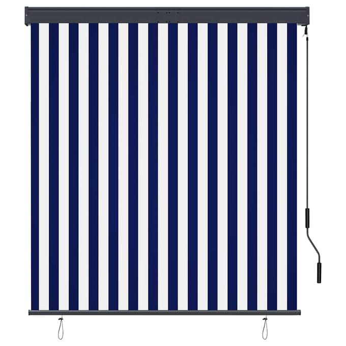 vidaXL - Rolgordijn - voor - buiten - 140x250 - cm - blauw - en - wit