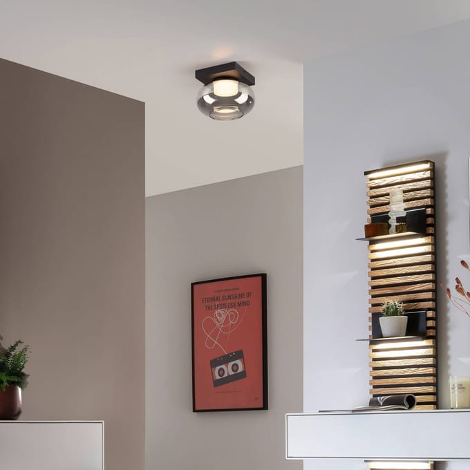 SCHÖNER WOHNEN LED plafondlamp Sia, rookgrijs 3.000 K