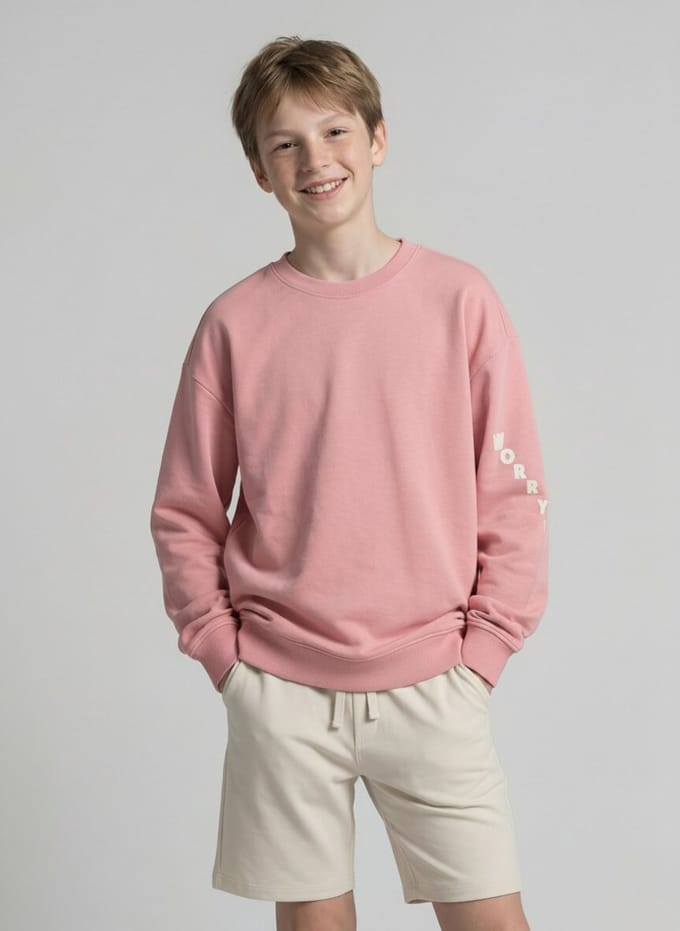 Tom Tailor - Oversized sweatshirt met print - Maat 164 - blush rose