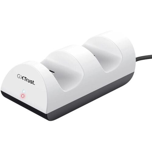 Trust GXT254 Duo Charge - Dockingstation voor twee PS5 controllers - Spelcomputer oplaadstation - Wit