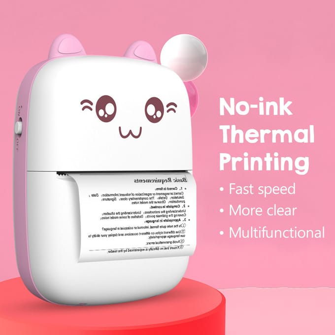 Draagbare mini-zakprinter BT thermische printer met thermisch afdrukpapier USB-kabel voor notitie blauw
