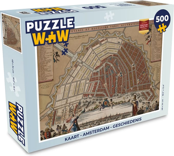 Puzzel Kaart - Amsterdam - Geschiedenis - Legpuzzel - Puzzel 500 stukjes