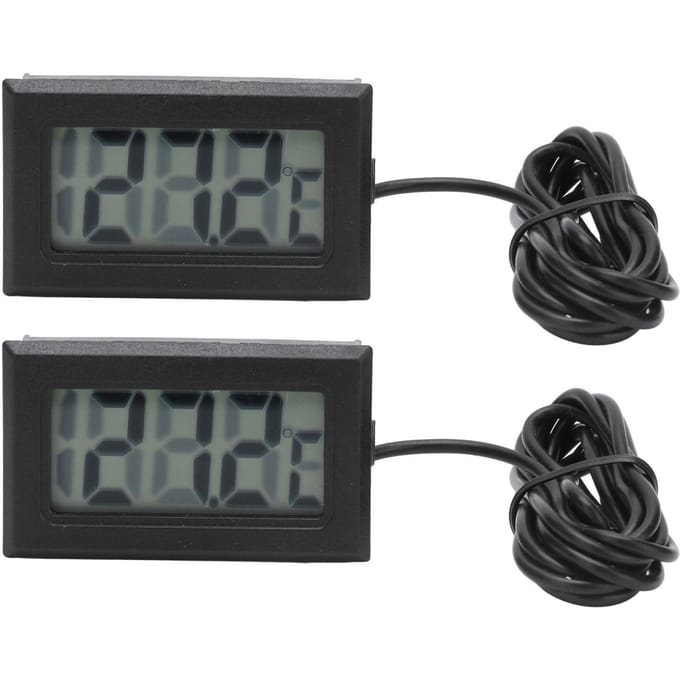 2 Stuks Elektronische Digitale Thermometer Thermostaat Temperatuurmeter 2s Refresh met Sonde(Zwart wit )