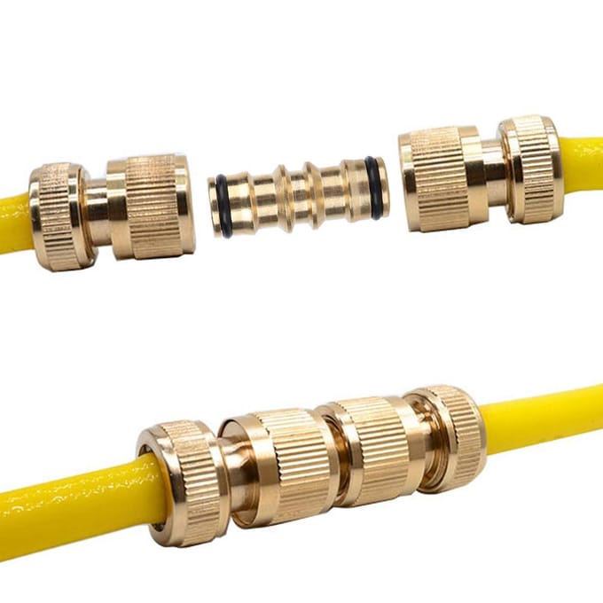 Messing slangkraanconnector met schroefdraad voor tuinwaterpijpadapterfitting beige