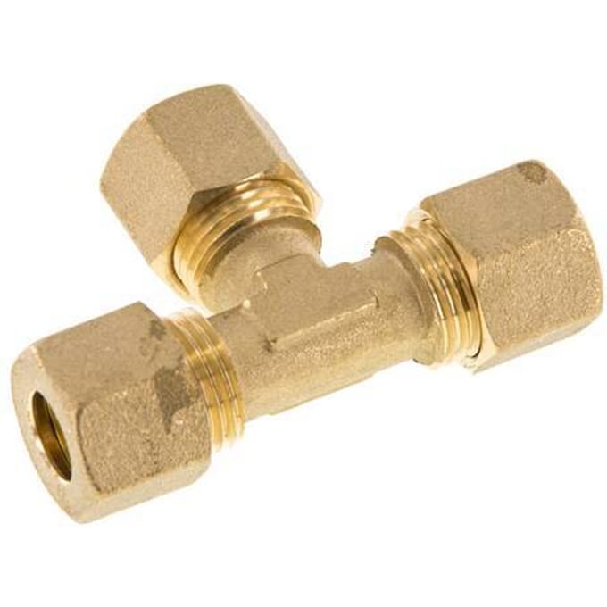 10mm Messing T-stuk Knelfitting 95 Bar DIN EN 1254-2