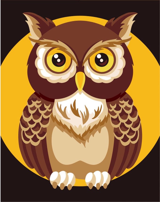 Schilderen op nummer - MINI015 - OWL - UIL Afmeting 13 x 16 cm
