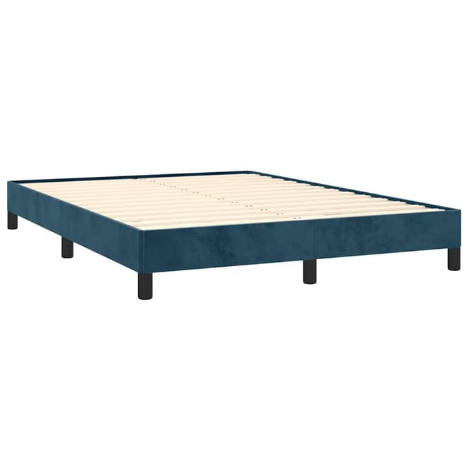 vidaXL - Bedframe - zonder - matras - 140x200 - cm - fluweel - donkerblauw