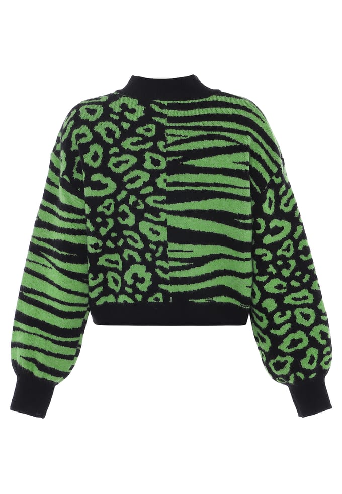 Mymo Jumper Dames ZWART LIMEGROEN