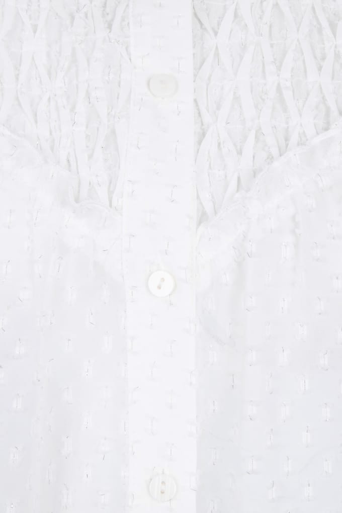 EsQualo Blouse Plumetis Smock Off White Maat: 36 | Longsleeves Outlet | Dames | Wit