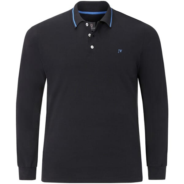 Jan Vanderstorm herren Poloshirt Met Lange Mouwen - 80/82 - zwart - Plus Size