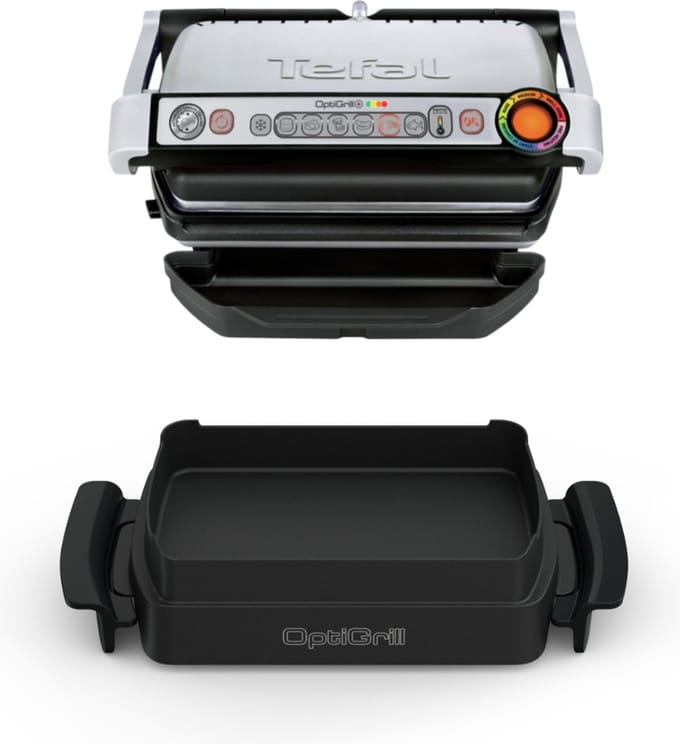 Tefal OptiGrill+ Contactgrill met Snacking & Bakschaal   6 Automatische Programma's   4 Temperatuurstanden   Kookniveau-indicator   600 cm²