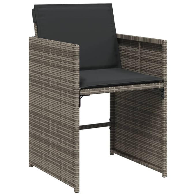 vidaXL - 17-delige - Tuinset - met - kussens - poly - rattan - grijs