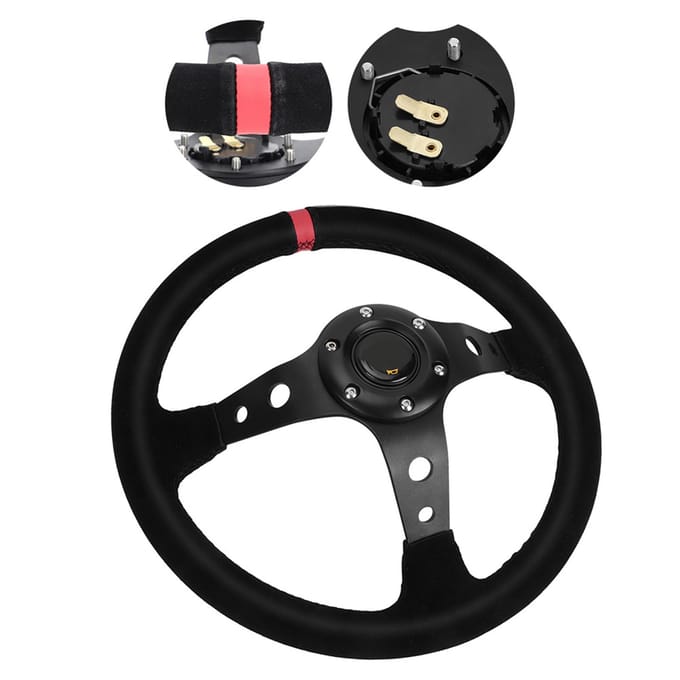 Universeel 35cm14inch 6-Bouts Auto Auto Racing Stuurwiel met Claxon Rood gray