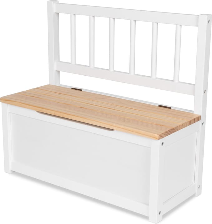 ib style® Noa Opbergbak - Kinder Stoel - Zitbank - Opbergdoos met Deksel- Wit