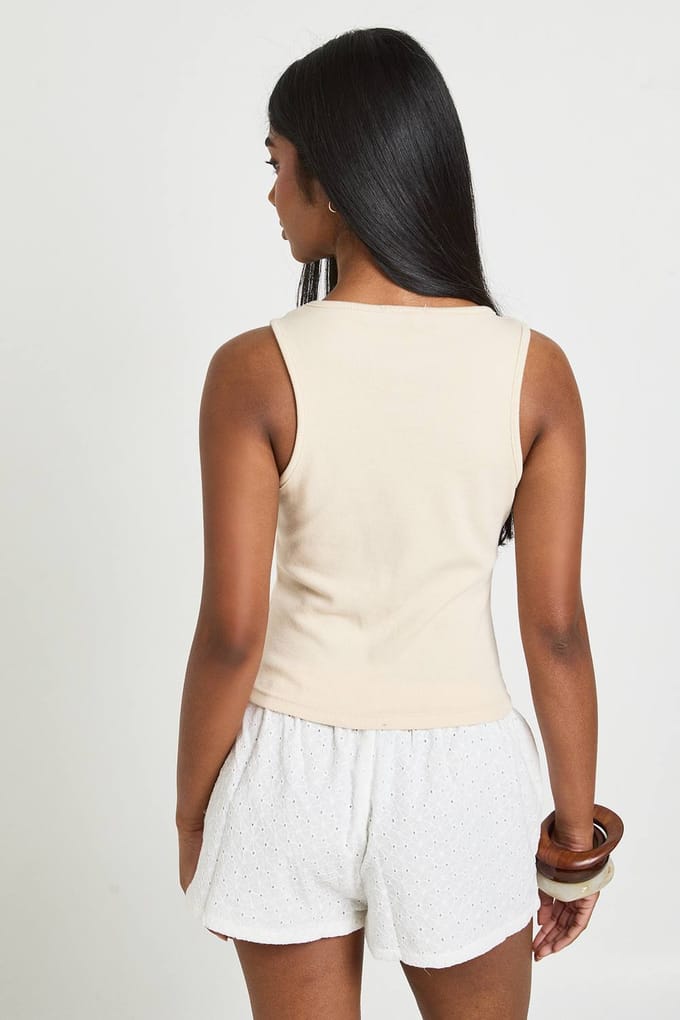 boohoo Dames Broderie Lage Taille Short | Wit | Maat: 40
