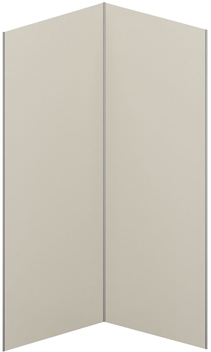 Vente-unique Set van 2 ivoorwitte douchewandpanelen in aluminium met profielen - 2 x L90 x H210 cm - ITZIAR