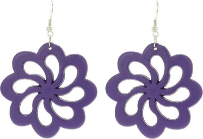 Behave - Oorhanger - Paarse bloemen oorhangers - diameter 5 cm