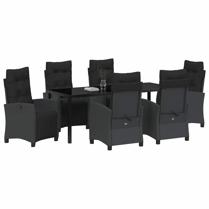 vidaXL - Tuin - Eettafel - Set - 7 - st - Zwart - poly - rattan