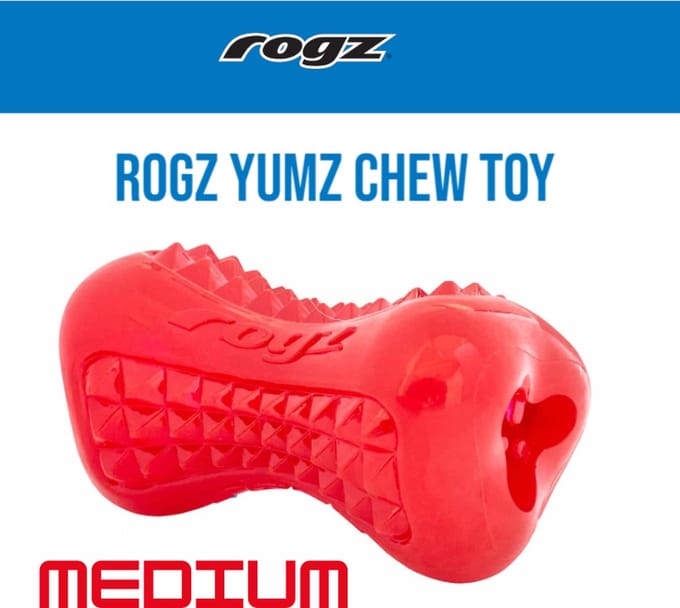 Rogz for Dogs | Yumz Medium Rood | Hondenspeeltje | Snackspeeltje | Bite-o-meter Hard