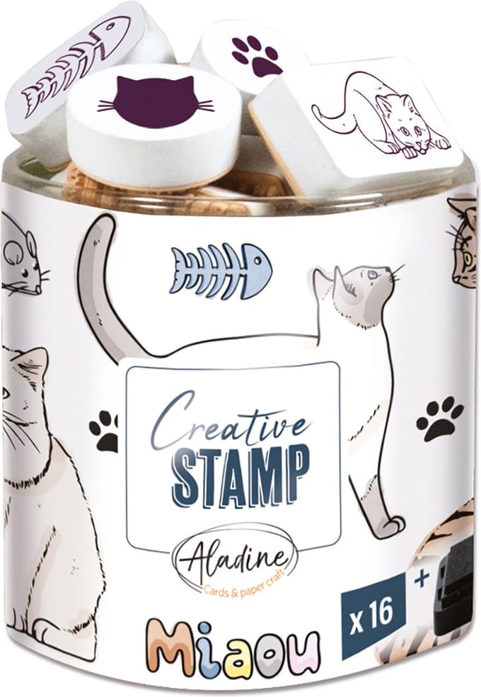 Aladine Stampo Stempel Set Katten - 15 stuks voor papier projecten
