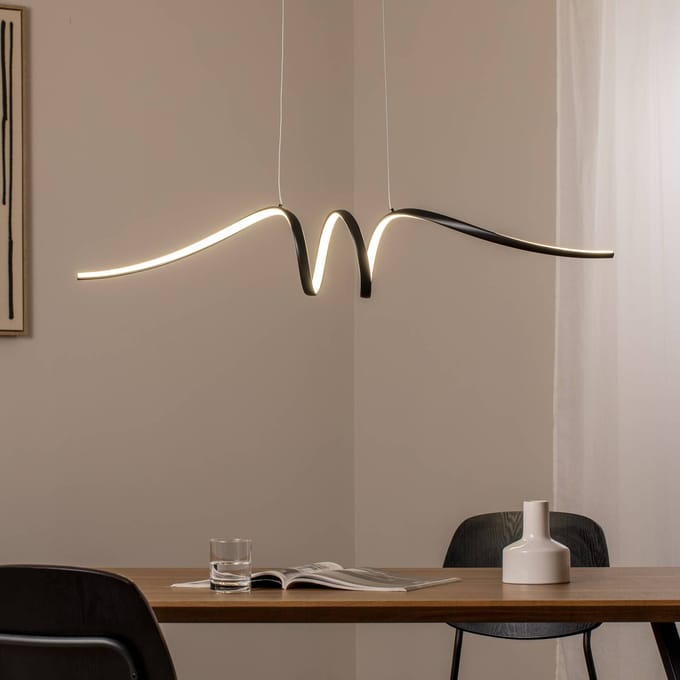 Milagro Lighting LED hanglamp Loop, metaal, zwart-chroom, 4.000 K