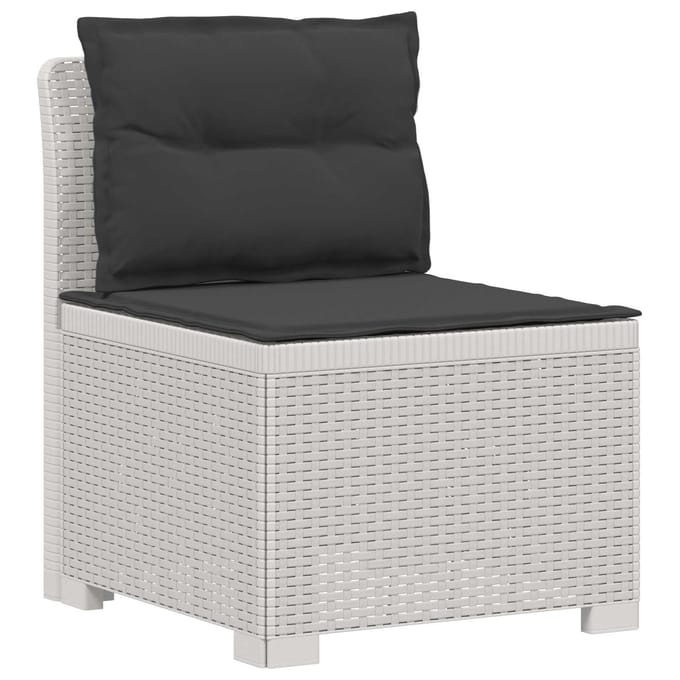 vidaXL - 4-Persoons - Tuin - Sofa - met - Kussens - Rattan - Look - PP - Wit