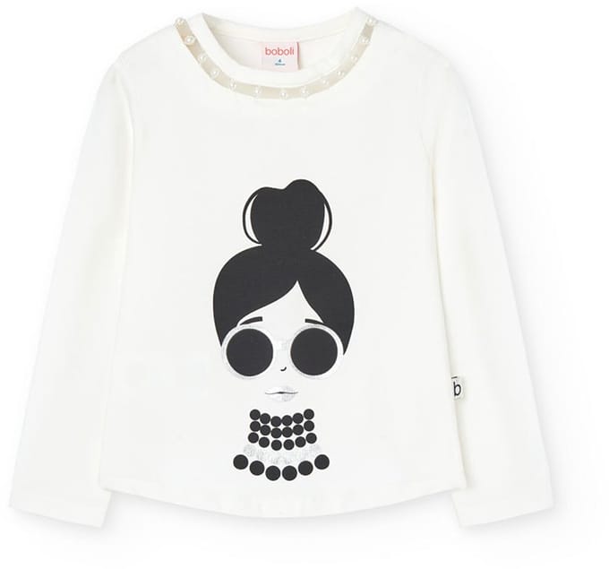 Boboli Stretch Knit T-shirt Met Lange Mouwen Wit 5 Years Meisje