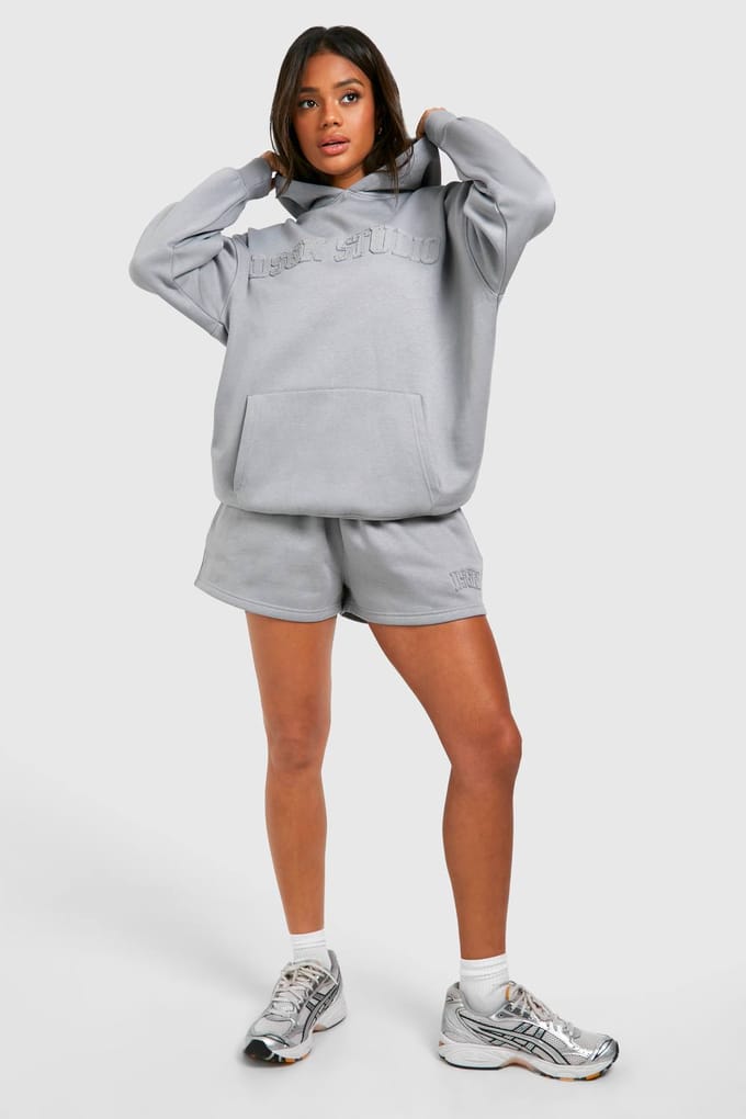 Dames Dsgn Studio Zelfstof Applique Sweat Short | Light Blue | Maat: Small