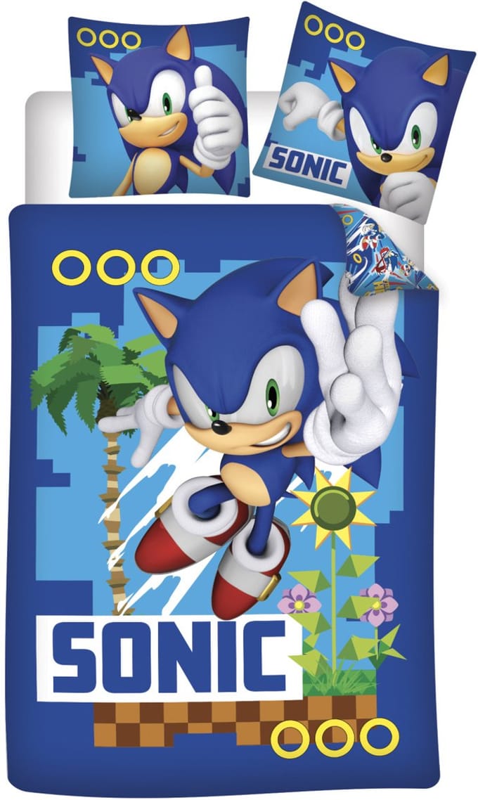 Sonic dekbedovertrek Turbo 100 x 135 cm - 40 x 60 cm - katoen