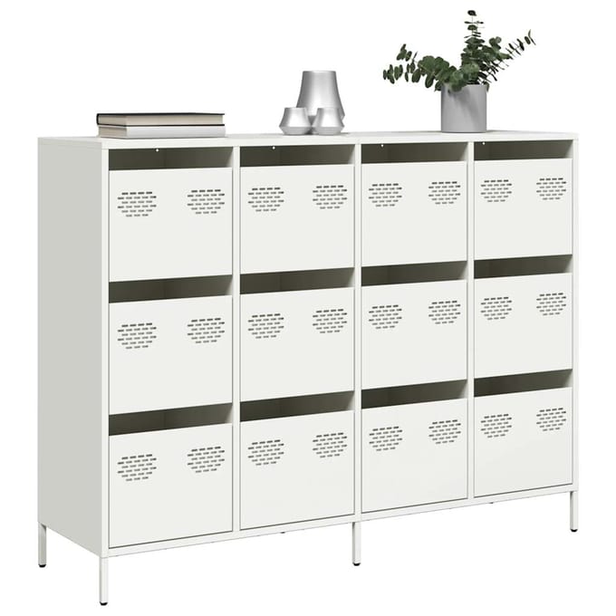 vidaXL - Dressoir - 135x39x103,5 - cm - koudgewalst - staal - wit