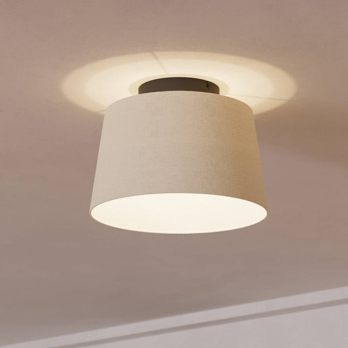EGLO Febres Plafondlamp - E27 - Ø 35 cm - Zwart/Wit - Teddy stof