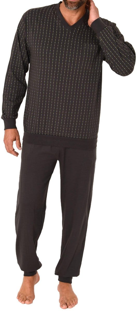 Herenpyjama met lange mouwen en manchetten - gestreepte look
