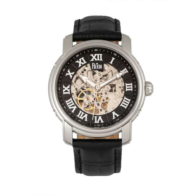 Reign Kahn automatisch skelet horloge met leren band