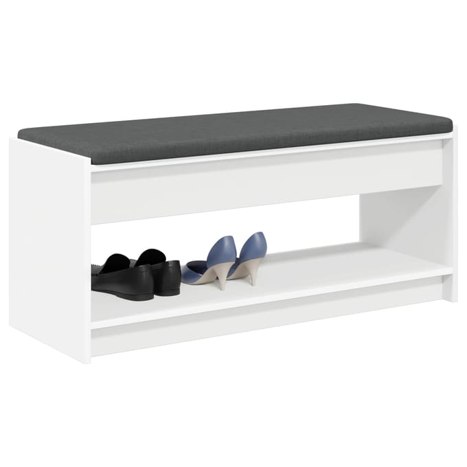 vidaXL - Hallenbank - Wit - 103 - x - 38 - x - 45 - cm - Geengineerd - Hout - en - Stof