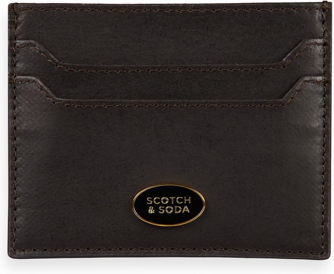 SCOTCH & SODA Leren Kaarthouder Leather Cardholder Walnut Bruine Veelkleurig