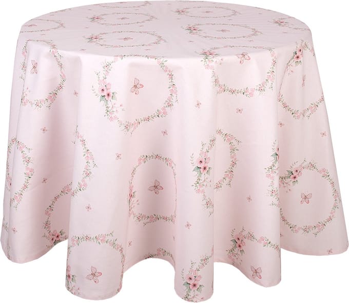Clayre & Eef Tafelkleed Ø 170 cm Roze Katoen Konijn