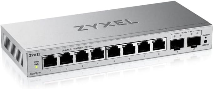 Gigabit Ethernet Switch 8 Poorten met 2 SFP Slots - Web-Managed - Fanless