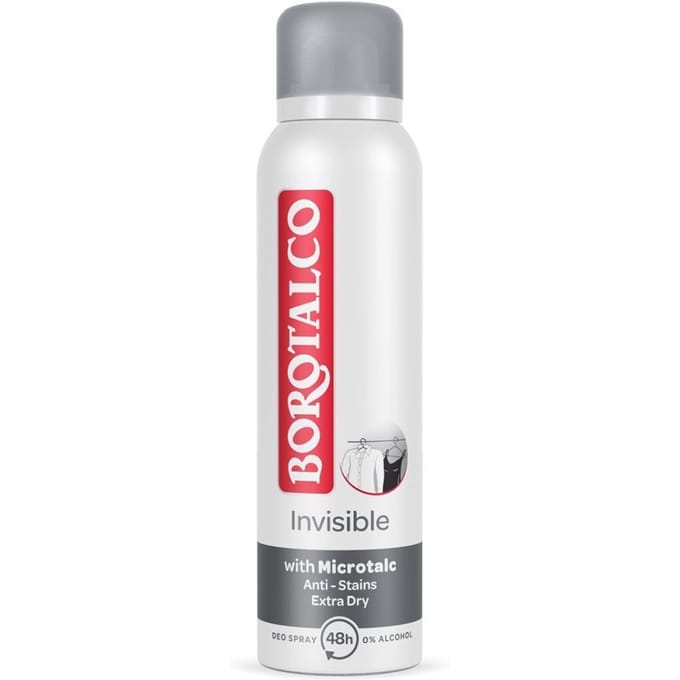 Borotalco - Deodorant Spray - Invisible - Barrier Effect Talc - 0% Alcohol - 150 ml