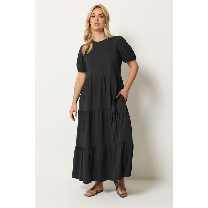 Yours Zwarte Jurk Met Pofmouwen Size 44