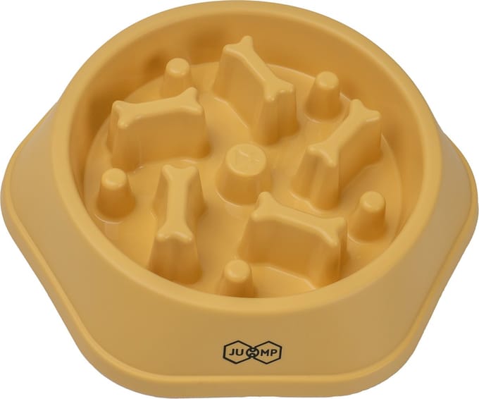 JU&MP Anti Schrokbak Hond - Voerbak Hond - Slow Feeder - Botten - Geel