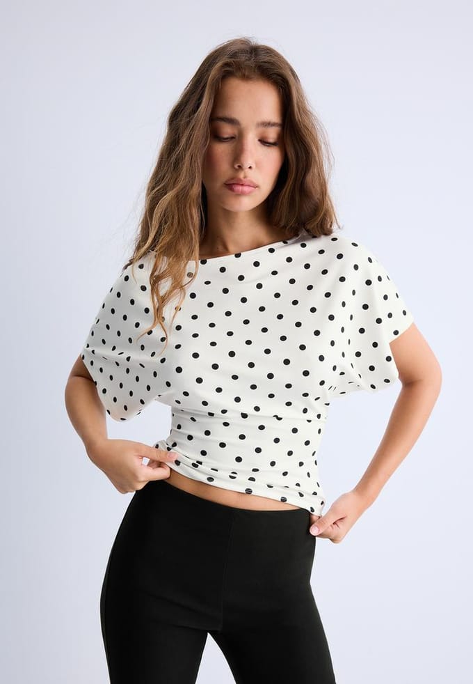 Stradivarius T-shirt met korte mouw en boothals  Ecru M