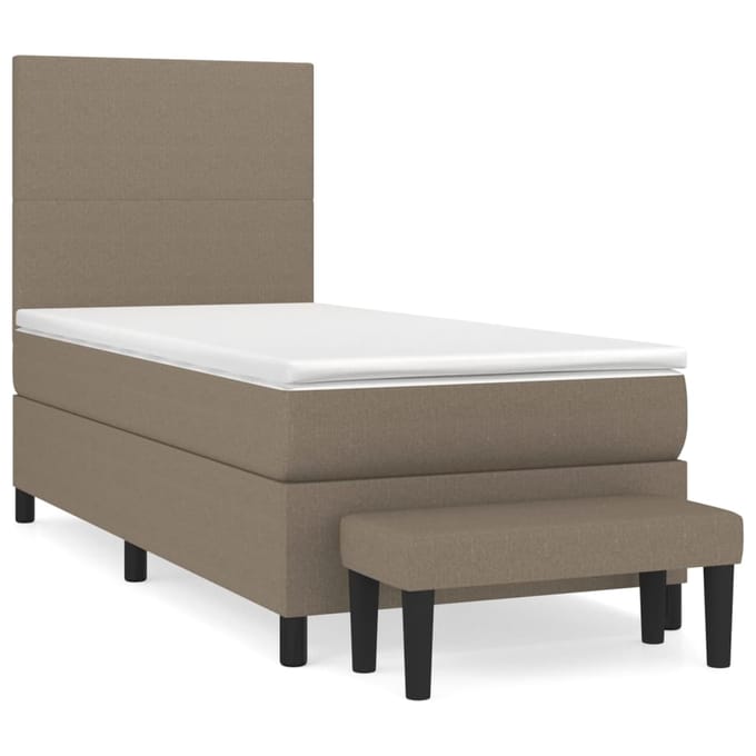 vidaXL - Boxspring - met - matras - stof - taupe - 80x200 - cm