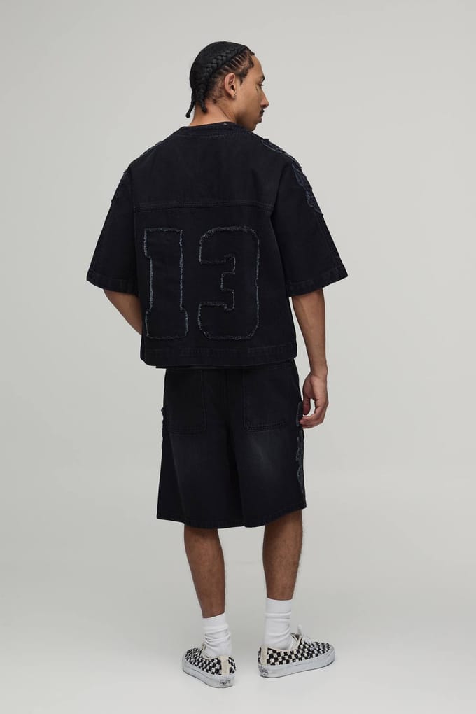 Denim Jorts Met Parachute Applicatie | Black | Size 32