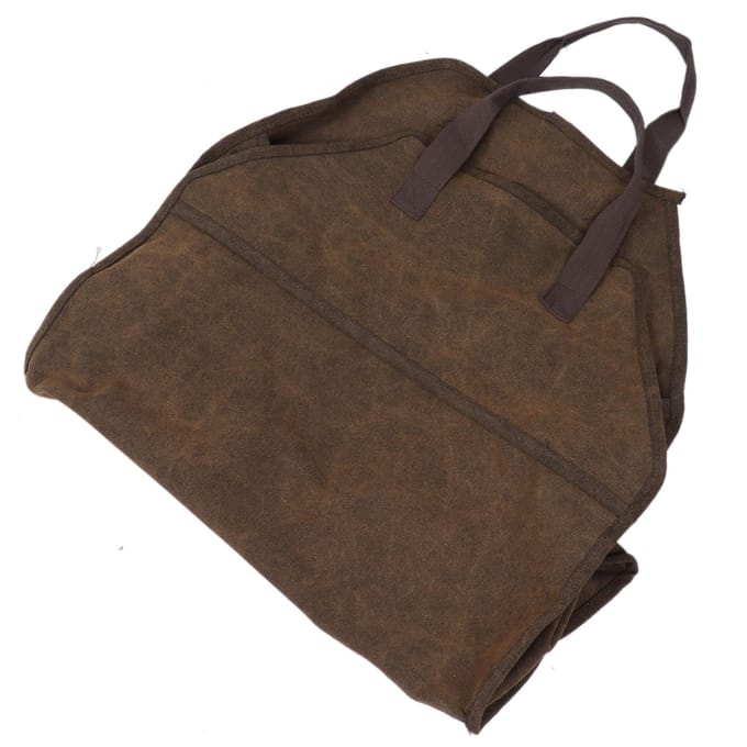 Draagbare Canvas Houtdrager Brandhout Opbergtas Organizer Openhaardaccessoires brown
