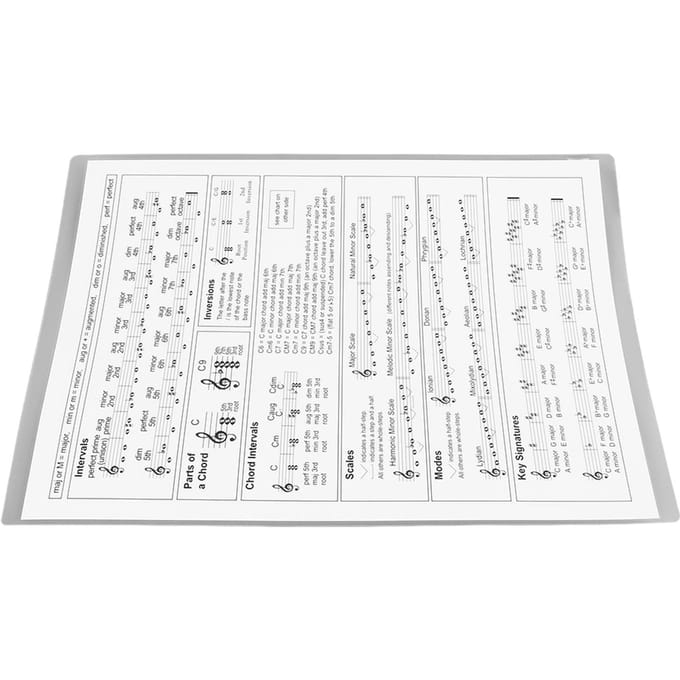 Harp Akkoordenlijst Draagbaar Duurzaam Gecoat Papier Oefenspeel Accessoires voor Beginner L white