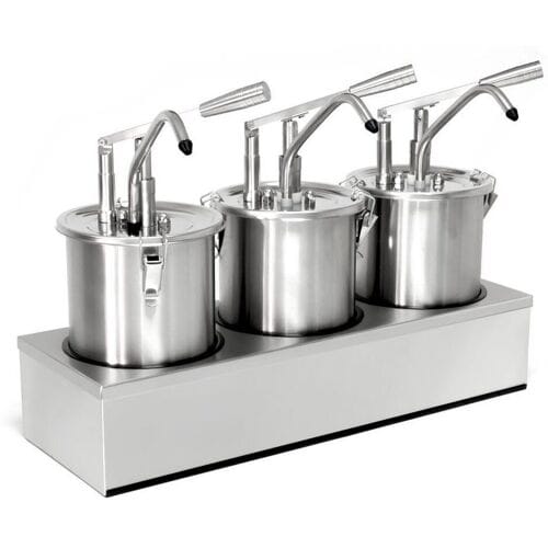 GGM Gastro Saucenspender - 3x 4 Liter - inkl. Edelstahlgestell Zilver